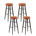 Artiss 4x Bar Stools Kitchen Dining Chairs Counter Round PU leather Lane Brown UPHO-C-BAR-2502-BRX4