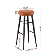 Artiss 4x Bar Stools Kitchen Dining Chairs Counter Round PU leather Lane Brown UPHO-C-BAR-2502-BRX4