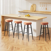 Artiss 4x Bar Stools Kitchen Dining Chairs Counter Round PU leather Lane Brown UPHO-C-BAR-2502-BRX4