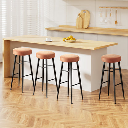Artiss 4x Bar Stools Kitchen Dining Chairs Counter Round PU leather Lane Brown UPHO-C-BAR-2502-BRX4