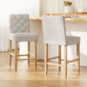 Artiss 2x Bar Stools Linen Upholstered Chairs UPHO-C-BAR-6066-BGAX2