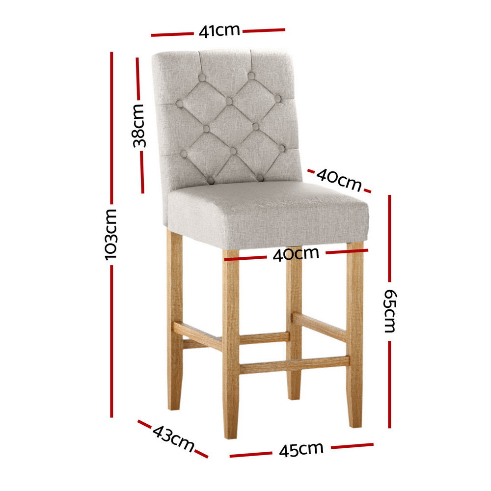 Artiss 4x Bar Stools Linen Upholstered Chairs UPHO-C-BAR-6066-BGAX4