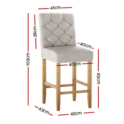 Artiss 4x Bar Stools Linen Upholstered Chairs UPHO-C-BAR-6066-BGAX4