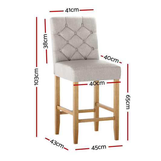Artiss 4x Bar Stools Linen Upholstered Chairs UPHO-C-BAR-6066-BGAX4