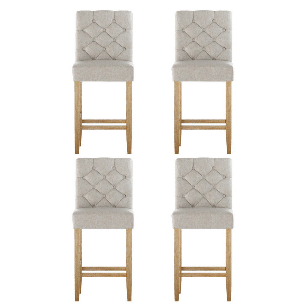 Artiss 4x Bar Stools Linen Upholstered Chairs UPHO-C-BAR-6066-BGAX4