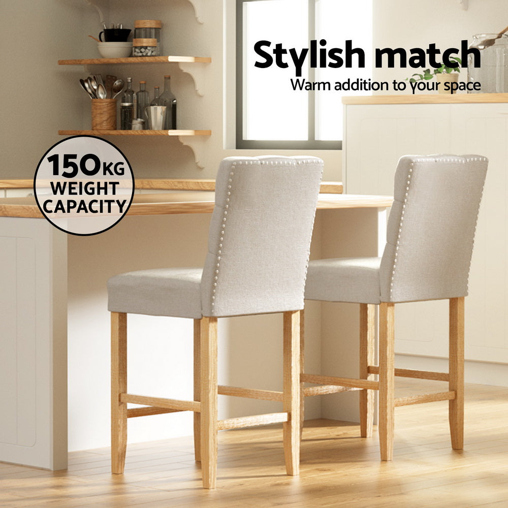 Artiss 4x Bar Stools Linen Upholstered Chairs UPHO-C-BAR-6066-BGAX4