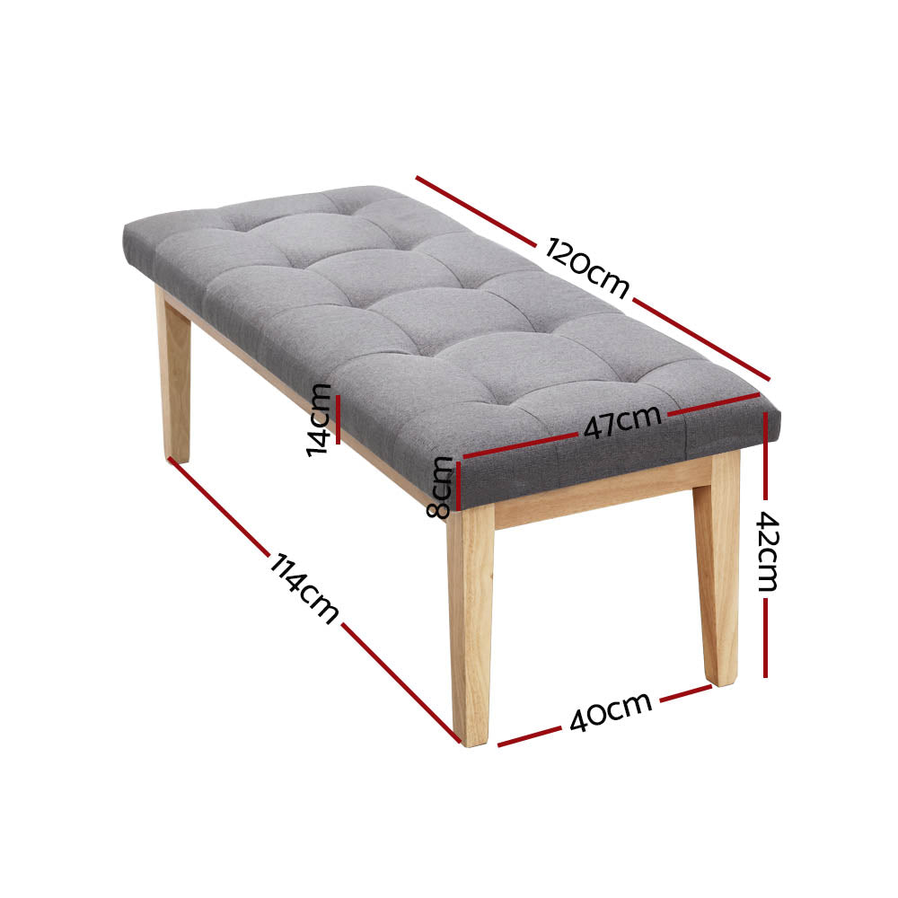 Artiss Ottoman Bench 120cm Foot Stool Linen Grey UPHO-C-BEN02-GY