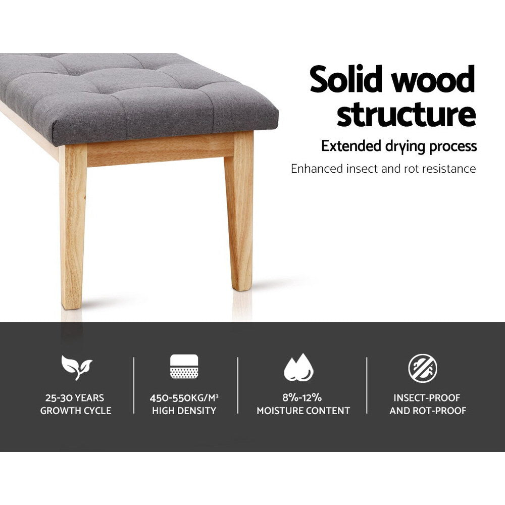 Artiss Ottoman Bench 120cm Foot Stool Linen Grey UPHO-C-BEN02-GY