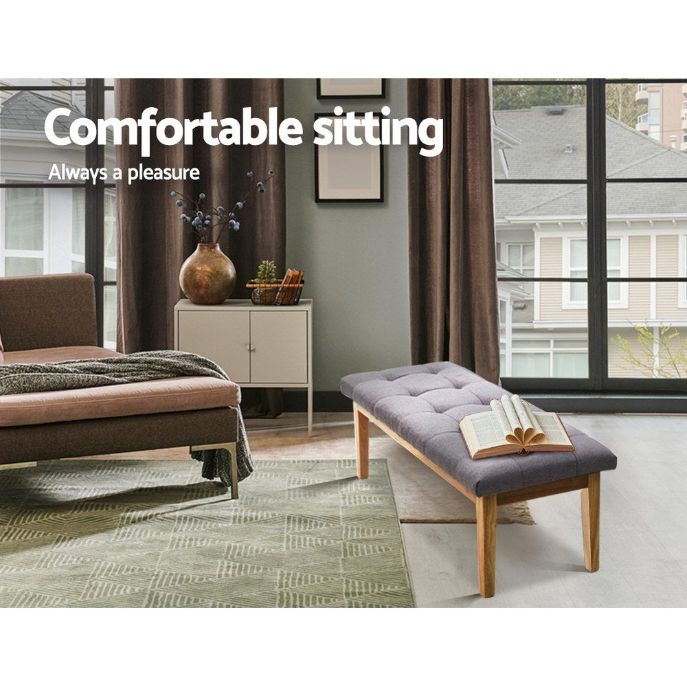 Artiss Ottoman Bench 120cm Foot Stool Linen Grey UPHO-C-BEN02-GY