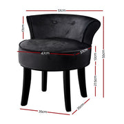 Artiss Vanity Stool Velvet Black Abella UPHO-C-DAVE-BK