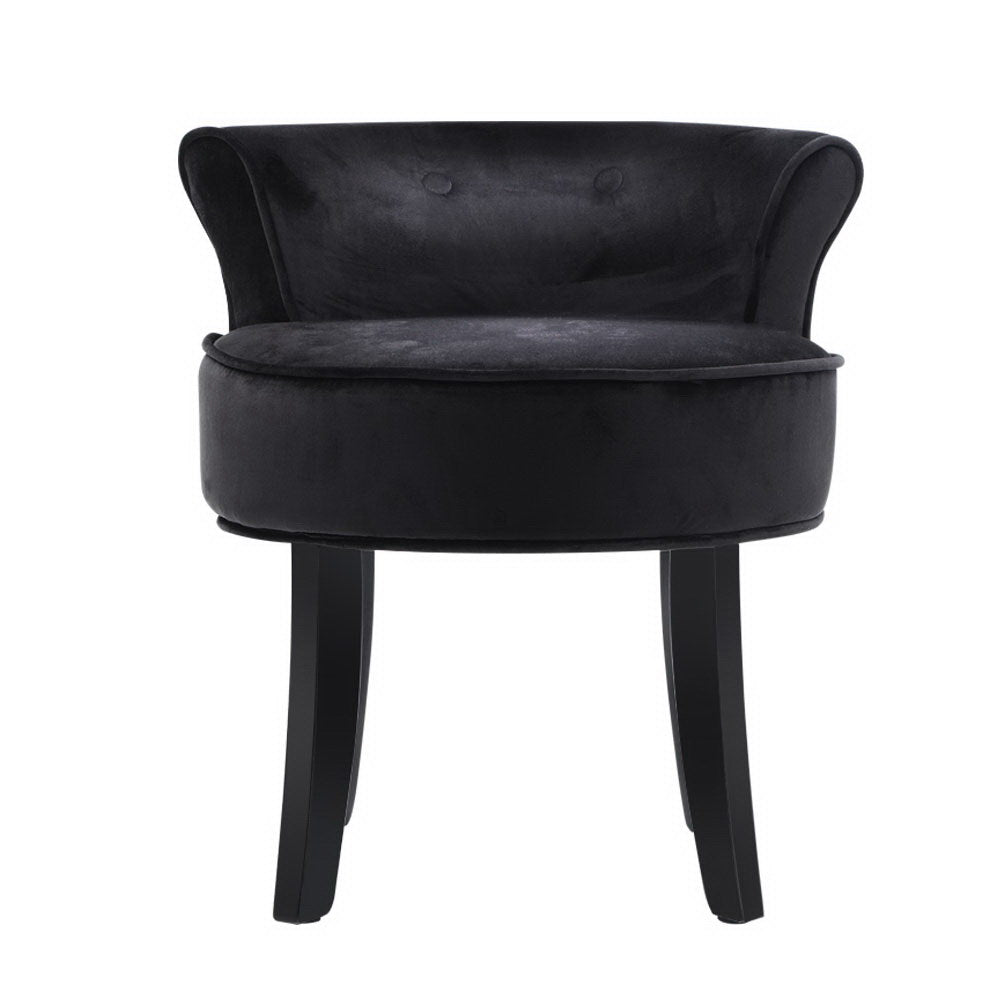 Artiss Vanity Stool Velvet Black Abella UPHO-C-DAVE-BK