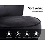 Artiss Vanity Stool Velvet Black Abella UPHO-C-DAVE-BK
