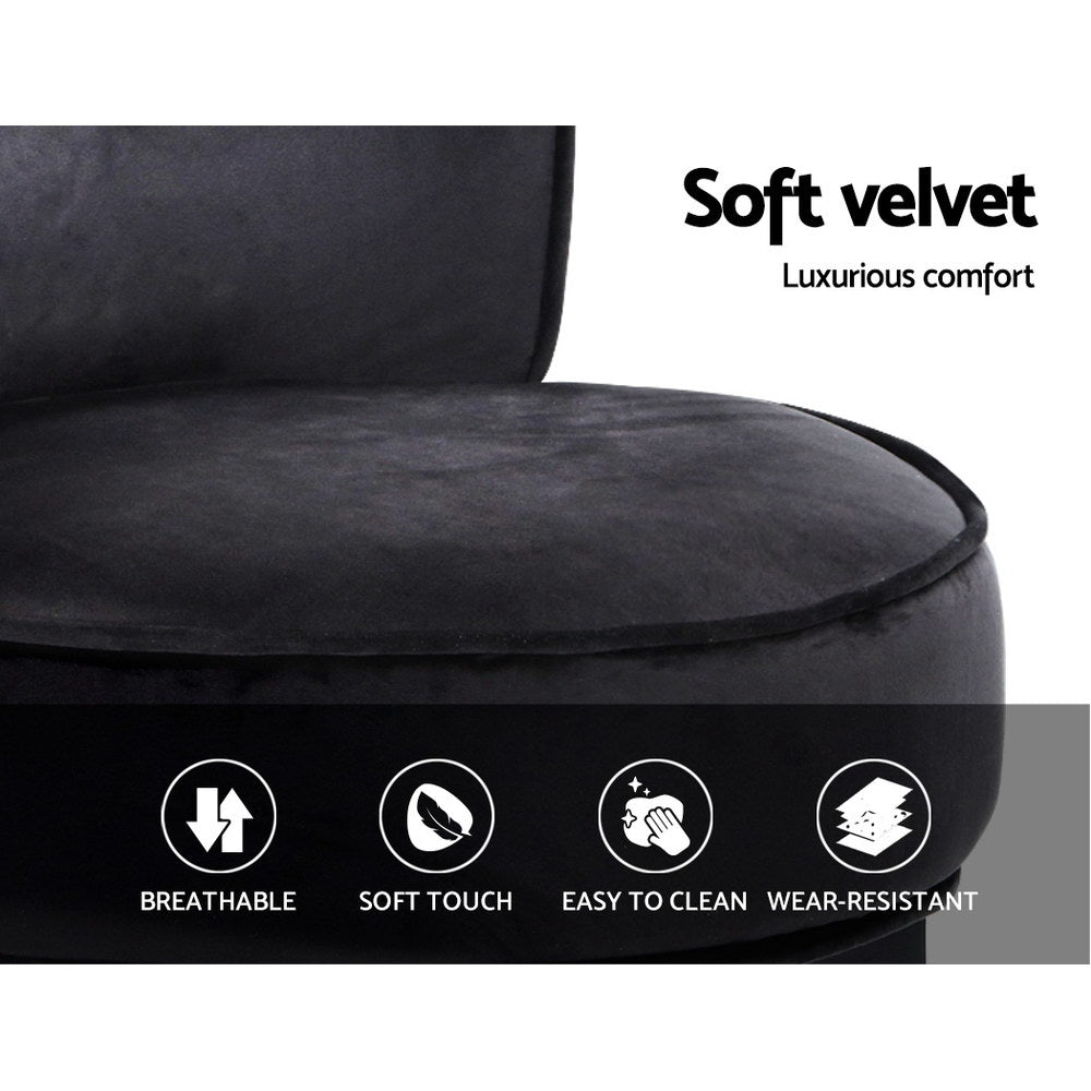 Artiss Vanity Stool Velvet Black Abella UPHO-C-DAVE-BK