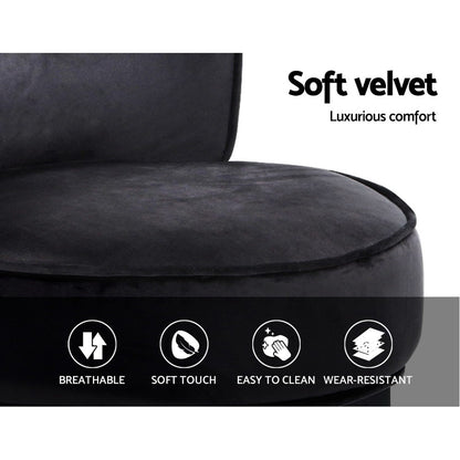 Artiss Vanity Stool Velvet Black Abella UPHO-C-DAVE-BK