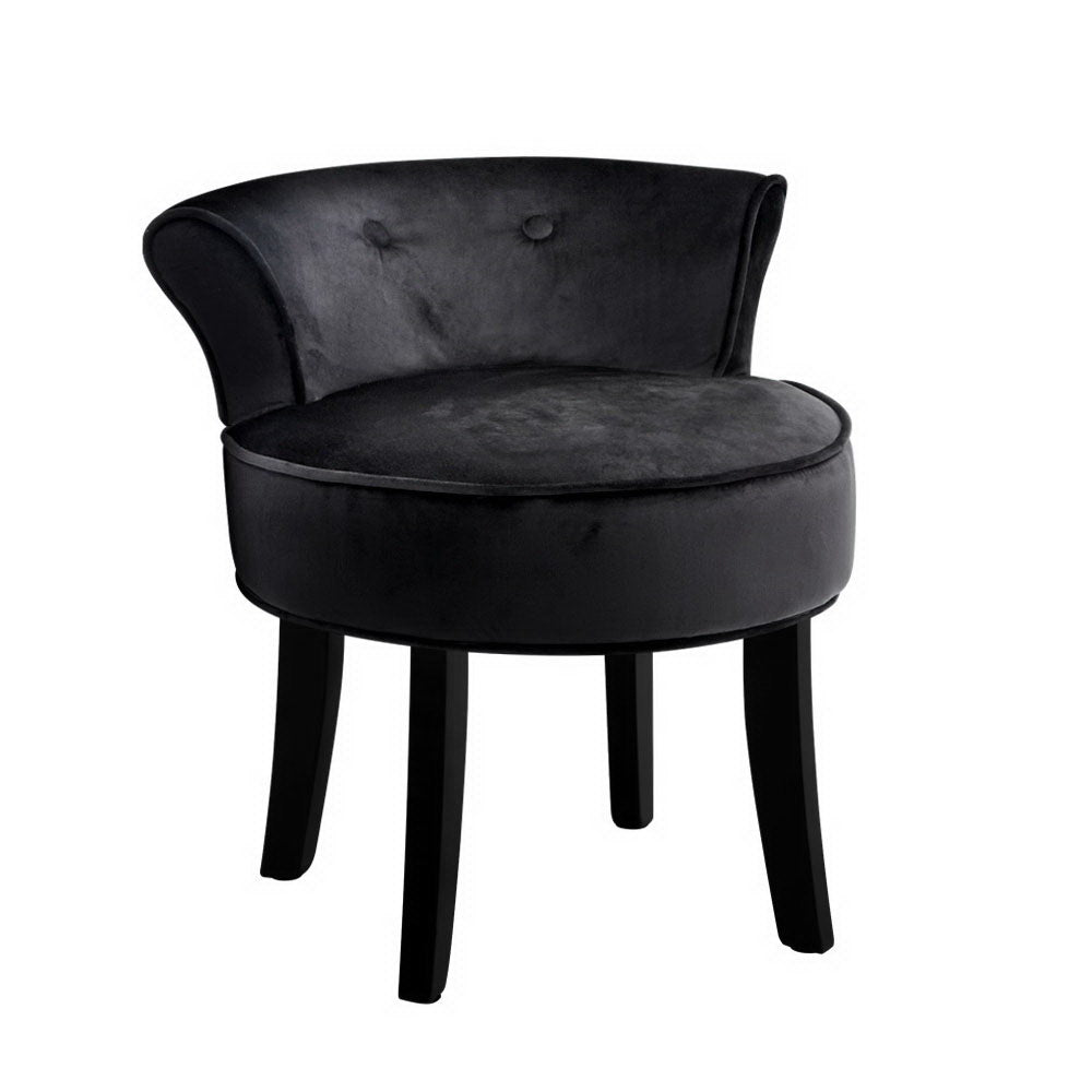 Artiss Vanity Stool Velvet Black Abella UPHO-C-DAVE-BK