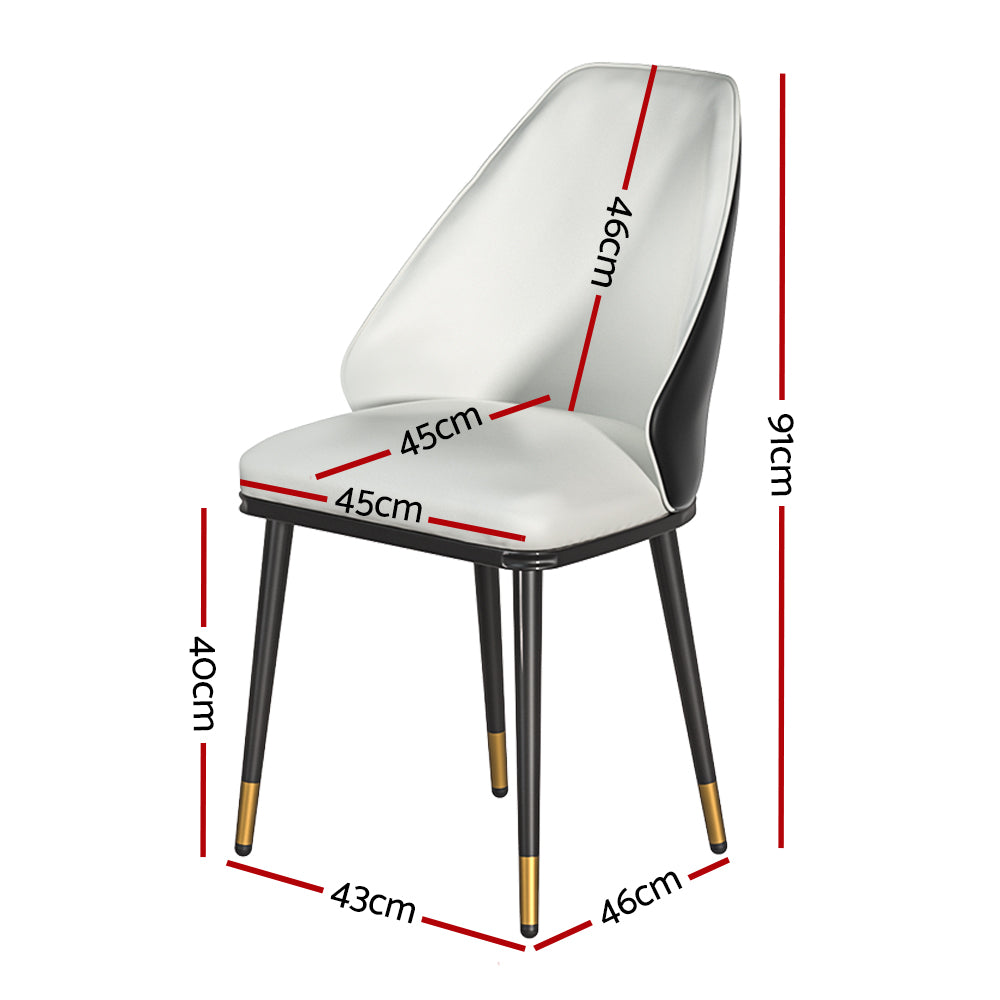 Artiss Dining Chairs Set of 2 Leather Seat Beige and Black UPHO-C-DIN-01-PU-WHX2
