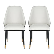 Artiss Dining Chairs Set of 2 Leather Seat Beige and Black UPHO-C-DIN-01-PU-WHX2