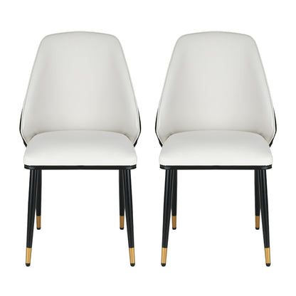 Artiss Dining Chairs Set of 2 Leather Seat Beige and Black UPHO-C-DIN-01-PU-WHX2