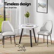 Artiss Dining Chairs Set of 2 Leather Seat Beige and Black UPHO-C-DIN-01-PU-WHX2