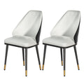 Artiss Dining Chairs Set of 2 Leather Seat Beige and Black UPHO-C-DIN-01-PU-WHX2