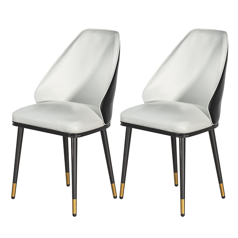 Artiss Dining Chairs Set of 2 Leather Seat Beige and Black UPHO-C-DIN-01-PU-WHX2