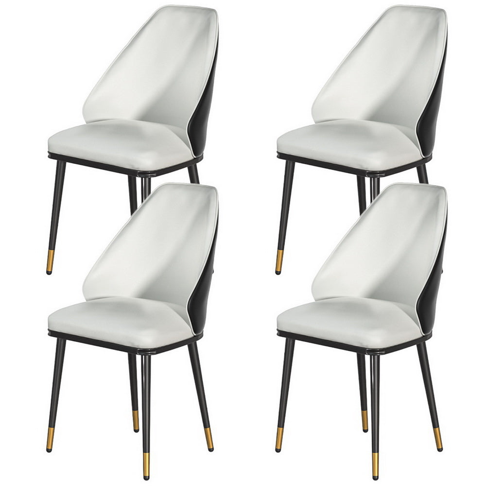 Artiss Dining Chairs Set of 4 Leather Seat Beige and Black UPHO-C-DIN-01-PU-WHX4
