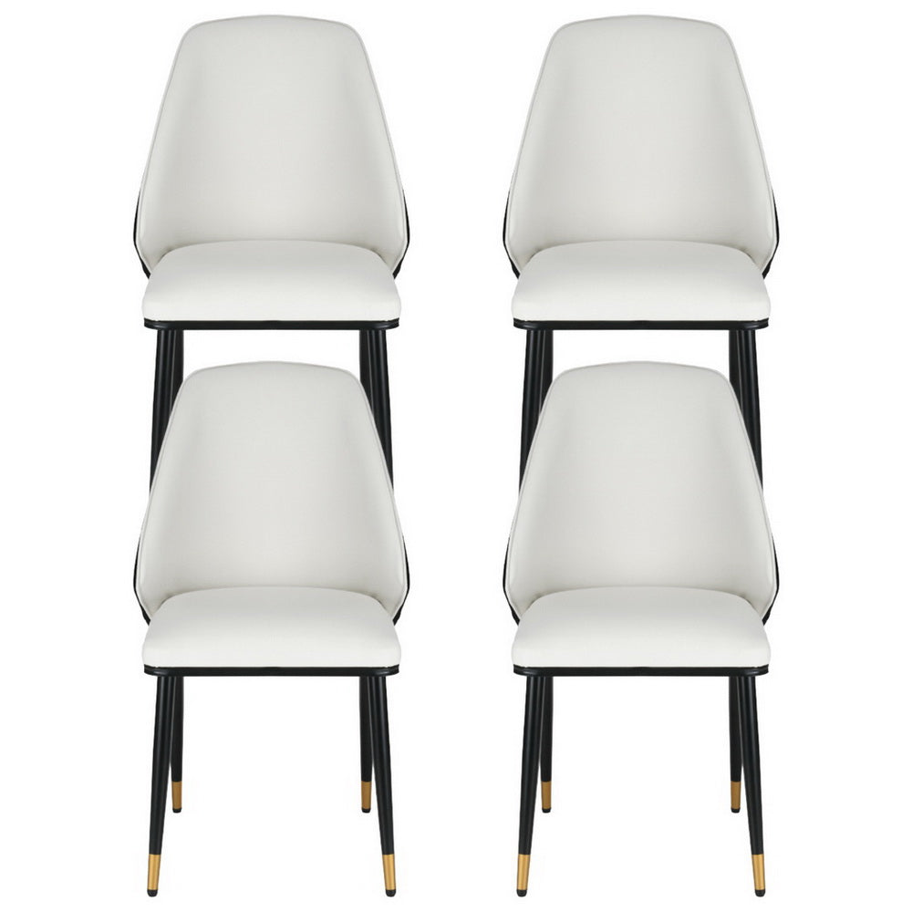 Artiss Dining Chairs Set of 4 Leather Seat Beige and Black UPHO-C-DIN-01-PU-WHX4