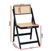 Artiss Dining Chair Wooden Rattan Foldable Black UPHO-C-DIN-01-RAT-BK
