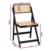 Artiss 2x Dining Chairs Wooden Rattan Foldable Black UPHO-C-DIN-01-RAT-BKX2