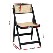 Artiss 4x Dining Chairs Wooden Rattan Foldable Black UPHO-C-DIN-01-RAT-BKX4