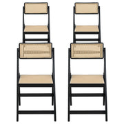 Artiss 4x Dining Chairs Wooden Rattan Foldable Black UPHO-C-DIN-01-RAT-BKX4