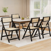 Artiss 4x Dining Chairs Wooden Rattan Foldable Black UPHO-C-DIN-01-RAT-BKX4