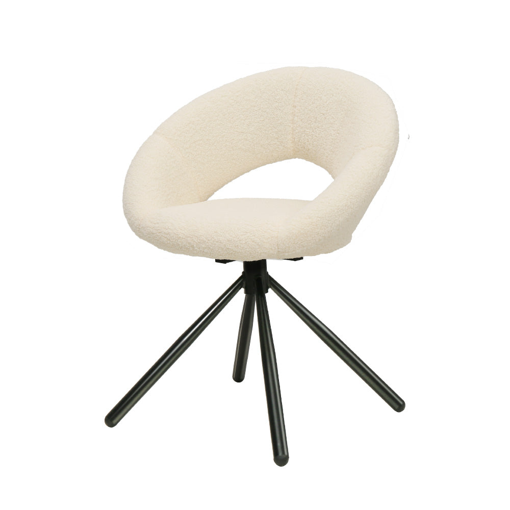 Artiss Dining Chairs Set of 2 Sherpa Boucle Swivel Base UPHO-C-DIN-01-TED-BG-AB