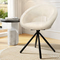 Artiss Dining Chairs Set of 2 Sherpa Boucle Swivel Base UPHO-C-DIN-01-TED-BG-AB
