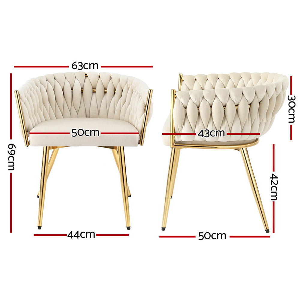 1 Artiss Dining Chair Velvet Armchair Beige UPHO-C-DIN-01-VEL-BG