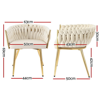 1 Artiss Dining Chair Velvet Armchair Beige UPHO-C-DIN-01-VEL-BG