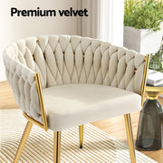 1 Artiss Dining Chair Velvet Armchair Beige UPHO-C-DIN-01-VEL-BG