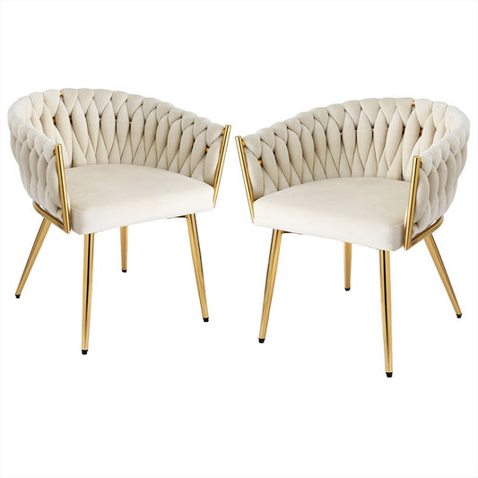 1 Set of 2 Artiss Dining Chairs Velvet Armchair Beige UPHO-C-DIN-01-VEL-BGX2