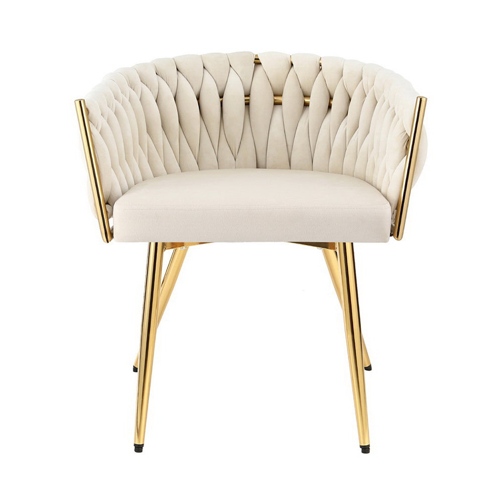 1 Set of 2 Artiss Dining Chairs Velvet Armchair Beige UPHO-C-DIN-01-VEL-BGX2