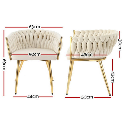 1 Set of 4 Artiss Dining Chairs Velvet Armchair Beige UPHO-C-DIN-01-VEL-BGX4