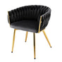 Artiss 1x Dining Chair Armchair Cafe Kitchen Lounge Chairs Velvet Weaving Black UPHO-C-DIN-01-VEL-BK