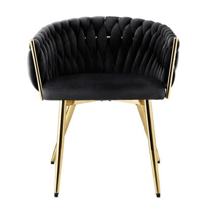 Artiss 1x Dining Chair Armchair Cafe Kitchen Lounge Chairs Velvet Weaving Black UPHO-C-DIN-01-VEL-BK