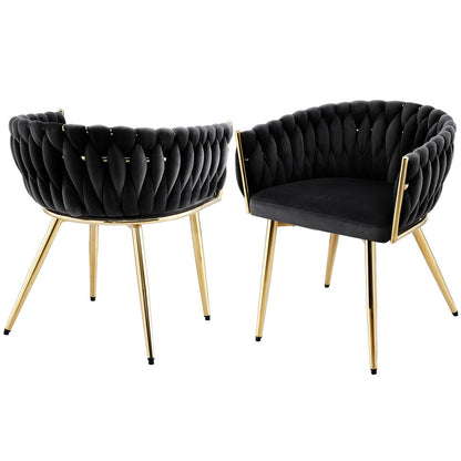 1 Set of 2 Artiss Dining Chairs Velvet Armchair Black UPHO-C-DIN-01-VEL-BKX2