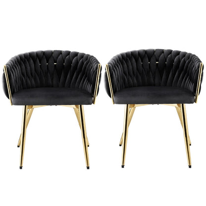 1 Set of 2 Artiss Dining Chairs Velvet Armchair Black UPHO-C-DIN-01-VEL-BKX2