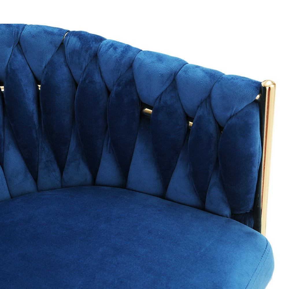 Artiss Dining Chair Velvet Weaving Armchair Blue UPHO-C-DIN-01-VEL-BL