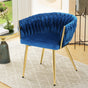 Artiss Dining Chair Velvet Weaving Armchair Blue UPHO-C-DIN-01-VEL-BL