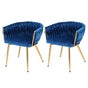 1 Set of 2 Artiss Dining Chairs Velvet Weaving Armchair Blue UPHO-C-DIN-01-VEL-BLX2