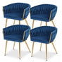 1 Set of 4 Artiss Dining Chairs Velvet Weaving Armchair Blue UPHO-C-DIN-01-VEL-BLX4
