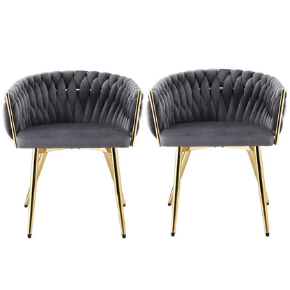 1 Set of 2 Artiss Dining Chairs Velvet Armchair Grey UPHO-C-DIN-01-VEL-GYX2