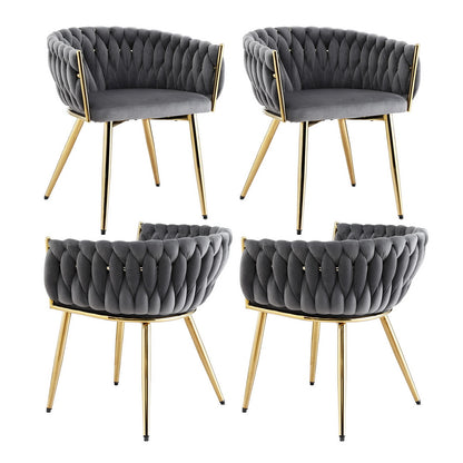 1 Set of 4 Artiss Dining Chairs Velvet Armchair Grey UPHO-C-DIN-01-VEL-GYX4